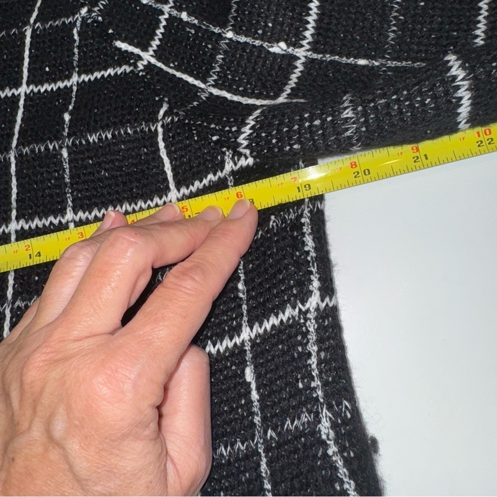Coldwater Creek Collared Cardigan Windowpane Black size M - Picture 7 of 12